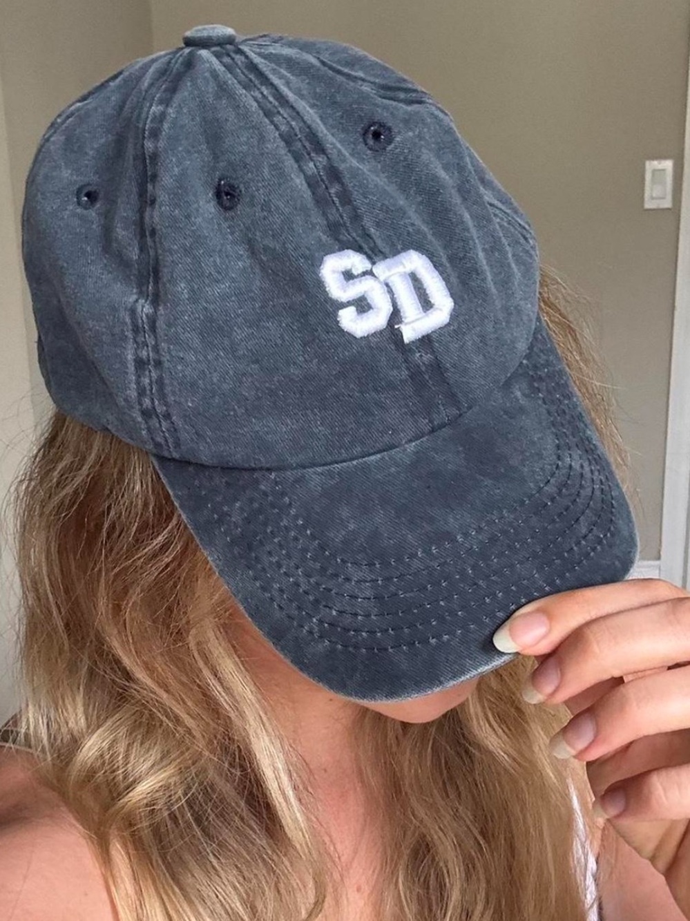 Vintage Style Dad Cap Washed Navy Baseball Cap San Diego 100% Cotton